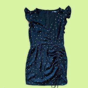 Boohoo black polka dot dress
